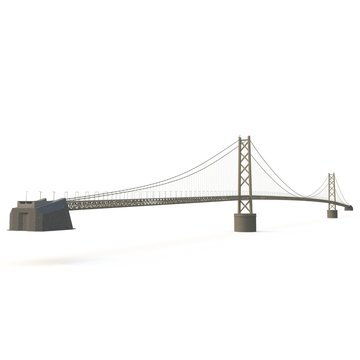 Akashi Kaiky Bridge on white. 3D illustration