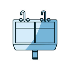 blue shading silhouette of kitchen sink vector illustration