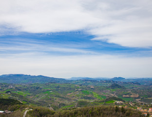The hills of San Marino.Republic of San Marino.
