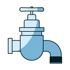 blue shading silhouette of faucet icon vector illustration