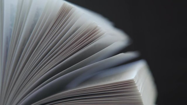 Book pages. The book, reading. A woman's hand holds the pages of the book. A woman's hand turns over the pages of the book. Concept: reading, books, bookmark.