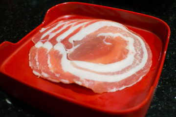 pink thin sliced pork for shabu, suki