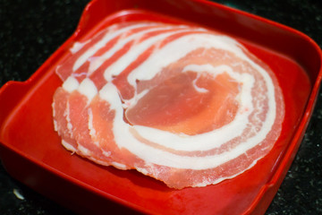 pink thin sliced pork for shabu, suki