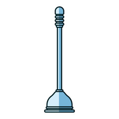 blue shading silhouette of toilet plunger icon vector illustration