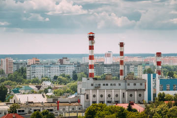 Gomel, Belarus. Cityscape And Thermal Power Plant Of Republican