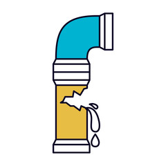 color sections silhouette of water pipe broken vector illustration