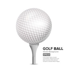 Golf Ball On White Tee. Vector Realistic Illustration Isolated