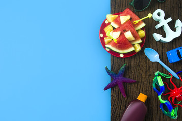 prop of summer colorful and fruit mi