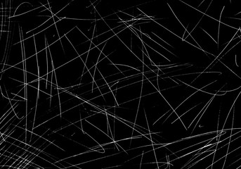 White scratches on black background, texture for layers