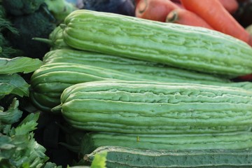 Bitter Gourd green in the market.