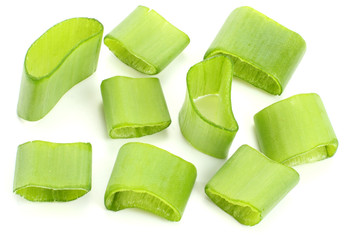 chopped green onions isolated on white background