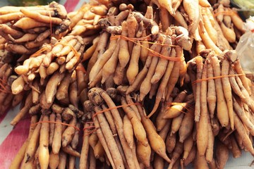 finger root and ginger in the market.