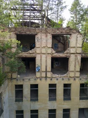 Gardinen Verlassenes Krankenhaus und Sanatorium Beelitz Heilstätten bei Berlin, Deutschland © Mozo Productions