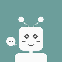 Smiling Chatbot with a speech bubble. Friendly Chat Bot. Logo, template for design.