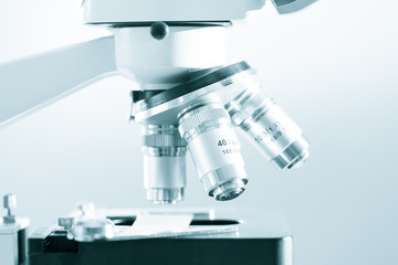 Subject table microscope and interchangeable lenses. Microscope is the main research tool in many scientific laboratories