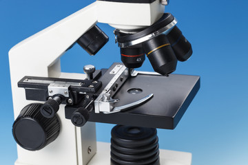 Subject table microscope and interchangeable lenses. Microscope is the main research tool in many scientific laboratories