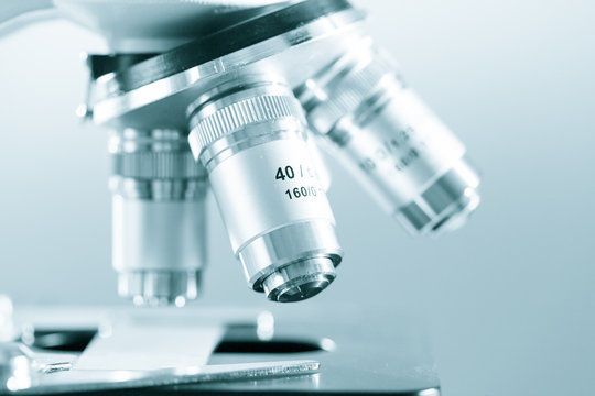Subject table microscope and interchangeable lenses. Microscope is the main research tool in many scientific laboratories