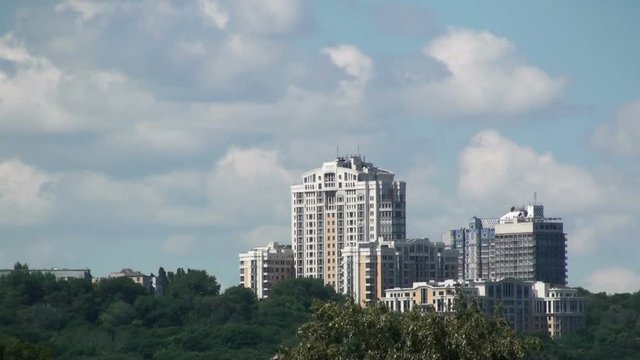 Modern building in Kiev, Ukraine on the background of a cloudy sky. HD 1920x1080 Video Clip