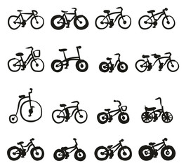 Bicycle Icons Freehand Fill