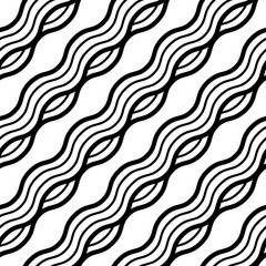 Wavy Lines Seamless Background. Modern Geometric Background. Vector Seamless Texture. Repeating Pattern With Wavy Lines Arranged Diagonally.