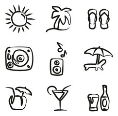 Beach Bar Icons Freehand