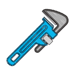 colored crayon silhouette of pipe wrench vector illustration