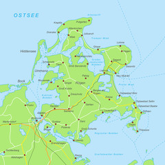 Fototapeta premium Rügen Karte - Grün