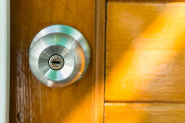 door knob wood backgrond , basic wood door