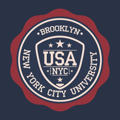 Fototapeta premium Vintage label, athletic sport typography for t shirt print. Varsity style. T-shirt graphic