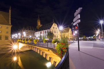 Obraz premium Strasbourg city at night, France