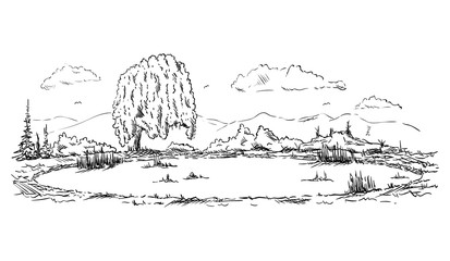 Landscape with pond