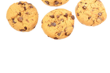 Tasty biscuits with chocolate isolated on a white background