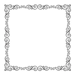 Ornate square black frame for page decoration, title, card, label.