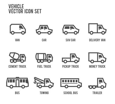 Vehicles vector icon set