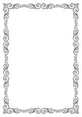 Ornate rectangular black frame for page decoration, title, card, label. A3 page proportions.