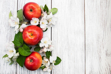 apples and apple tree blossoms