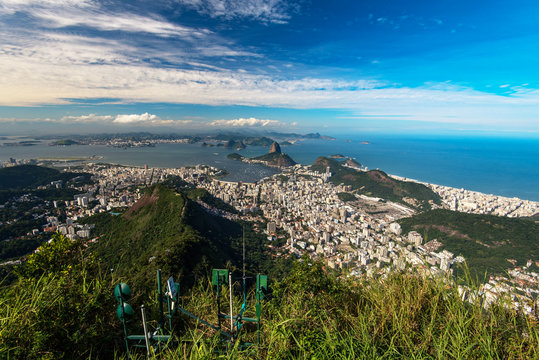 Panoramic View of Rio de Janeiro South Zone From the Corcovado Mountain