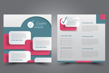 Obraz premium Square flyer template. Brochure design. Annual report poster. Leaflet cover. For business and education. Vector illustration. Red and green color.