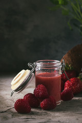 Berry, multifruit and banana smoothies