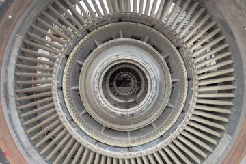 Jet engine / View of old engine of airplane. Shallow depth of field.