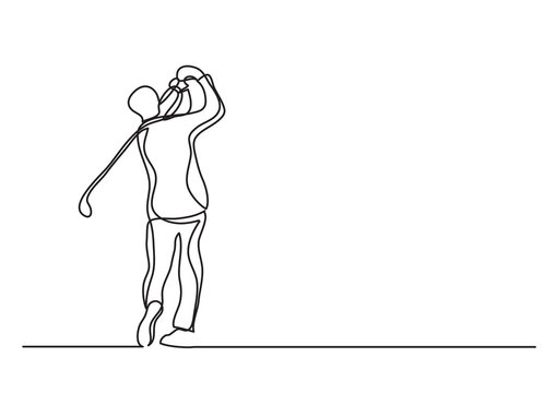 Golf Player - Single Line Drawing