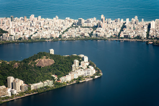 High Angle View of Ipanema and Lagoa Districts in Rio de Janeiro, Brazil