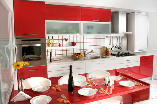 Red Kitchen Cabinets Images – Browse 6,653 Stock Photos, Vectors, and Video