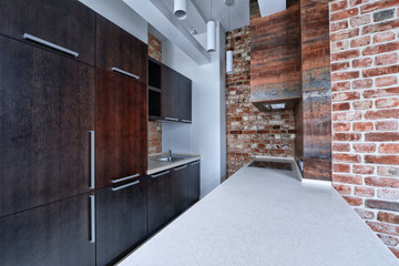Modern apartment interior in loft style.The interior of the kitchen.
