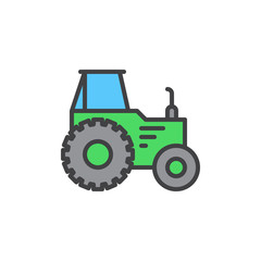 Tractor filled outline icon, line vector sign, linear colorful pictogram. Symbol, logo illustration