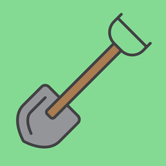 Shovel filled outline icon, line vector sign, linear colorful pictogram. Symbol, logo illustration