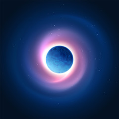 Fototapeta premium Cosmic glow of the planet background. Vector illustration