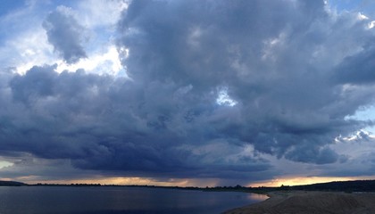 Beautiful sky above river Volga near Kazan, Russia