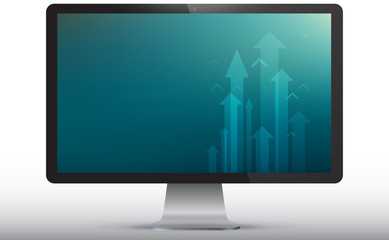 Computer Monitor Vector Illustration with blue business screen.