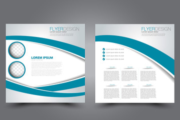 Square flyer template. Brochure design. Annual report poster. Leaflet cover. For business and education. Vector illustration. Blue color.